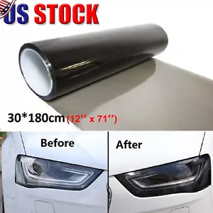12"x71" 35% Medium Black Smoke LED Headlight Taillight Fog Light Tint Film Vinyl - Picture 1 of 12