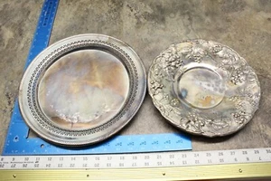 VINTAGE W.M. ROGERS SILVER TRAY AND UNMARKED SILVER TRAY RACK - Picture 1 of 10