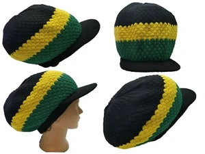 Rasta Hat Dreadlocks Tam Crown Jamaica Flag Dreads Slouchy Natty Cap Locks M/L  - Picture 1 of 8
