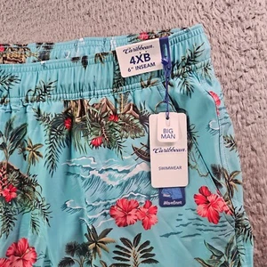NWT Caribbean Swim Shorts Trunks Men's 4XB Lined Tropical Floral Island Palm Sea - Picture 1 of 11