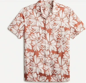 J CREW Kurzarm Hemd mit Camp-Kragen in Slub Baumwolle Blumendruck Artikel AI860 - Bild 1 von 2
