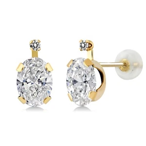 14K Yellow Gold Lab Grown Diamond Stud Earrings For Women | 1.40 Cttw | - Picture 1 of 3