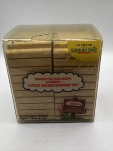 Britt Allcroft Thomas & Friends Wooden Train 2 PIECE BRIDGE SUPPORT SET 1992 NIP - Picture 1 of 4