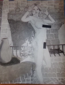 Roberta Pedon 14x17 Pinup Zeichnung - Bild 1 von 3