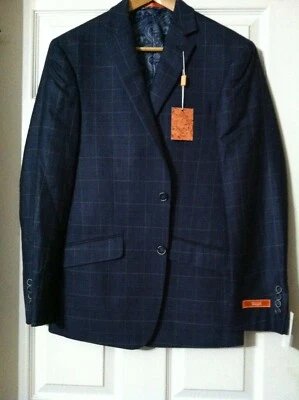 350.00 TALLIA HOMBRE NUEVO AZUL 48% LANA 52% SEDA ABRIGO DEPORTIVO CHAQUETA BLAZER TALLA: 38R Foto 1 de 4