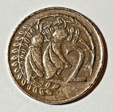 1969 New Zealand 2 cents Coin Kowhai Flowers Wildlife Plant - Image 1 of 2