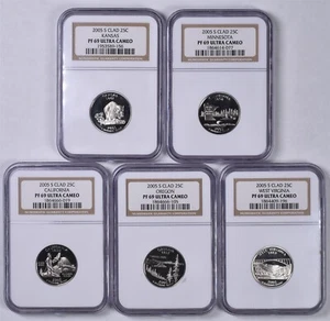2005-S Clad State Quarters 5 Coin Set - NGC PF69 ULTRA CAMEO - Picture 1 of 2