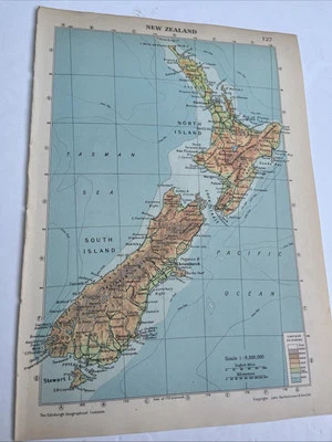 1950: Map Of New Zealand Physical CN #127 Print Southern Polar Regions - Image 1 of 4