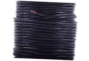 1 Skein 25 Yards 2.0mm Black Color Soft Round Real Jewelry Leather Cord - Picture 1 of 3