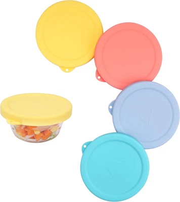 4 PCS Silicone Replacement Lids for Pyrex and Anchor Hocking Glass Custars  - Image 1 of 4