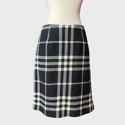 Vintage y2k Size 2 Small Black Cream Plaid Wool Skirt Made in US Preppy A-line - Image 1 of 4