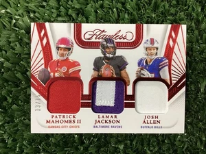 Patrick Mahomes II + Lamar Jackson + Josh Allen 2024 Flawless Trip Patch Red /15 - Bild 1 von 10