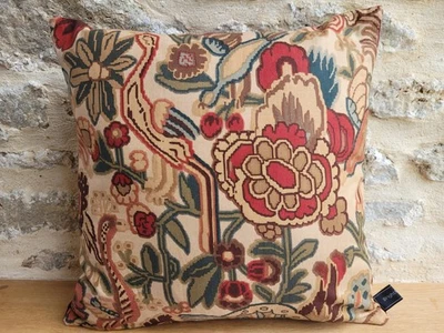 Liberty Morris Haughton Tan Vintage & Claret Velvet Fabric Cushion Cover A - Image 1 of 4