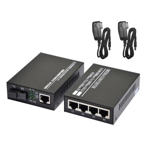10/100M Jednomodowy 3KM 4 RJ45 i 1 SC Port światłowodowy Konwerter mediów optycznych g - Zdjęcie 1 z 11