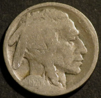 1920 S Buffalo Nickel Semi-Key Date Restored Five Cent 5c Coin C799 - Image 1 of 2