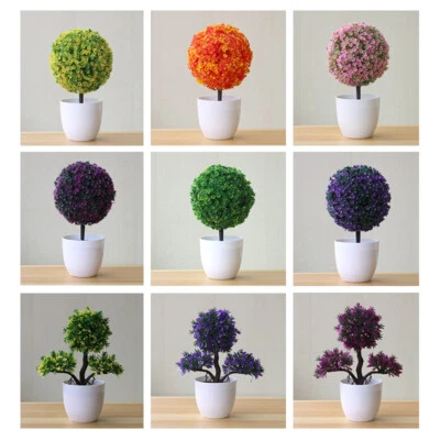 Artificial Potted Flowers Fake Tree Plants In Pot Bonsai Ornaments Home Decor - Image 1 of 4