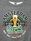 Amsterdam Netherlands Beer Sweatshirt Beer Mens Large Gray Vintage 90s