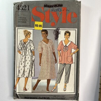 Style 4321 Maternity Loose Swing Tunic Collar Dress Ladies New Uncut Pattern - Image 1 of 4