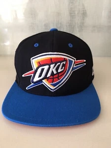 OKC Flat Brim NBA Snapback Michell & Ness Navy Blue Hat - Adjustable Cap Thunder - Picture 1 of 4