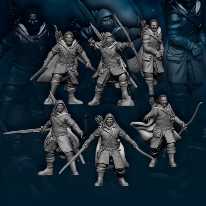 6x Human North Rangers - Davale Games/Fantasy/Middle Earth/Tabletop Miniature