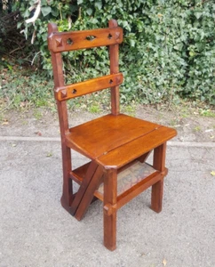 VICTORIAN WALNUT METAMORPHIC LIBRARY STEPS CHAIR - Picture 1 of 8