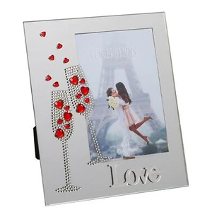 Valentines Photo Frame Champagne Flutes Love 4" x 6" - Picture 1 of 5