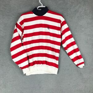 Nautica Mens Long Sleeve Red White Stripped Turtleneck Sweatshirt Pockets XL