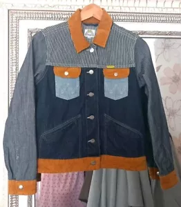 WRANGLER X PETER MAX Ladies Blue Denim Cord WESTERN Cowboy Striped Jacket UK XS - Picture 1 of 18