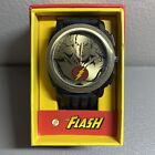 DC Comics The Flash Logo Watch Men's Black Round Dial by Accutime Silicone Band