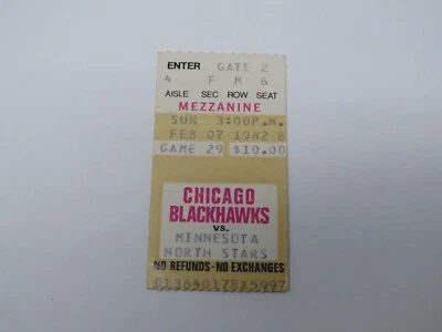 February 7, 1982 Chicago Blackhawks Minnesota North Stars NHL Hockey Ticket Stub - Image 1 of 2