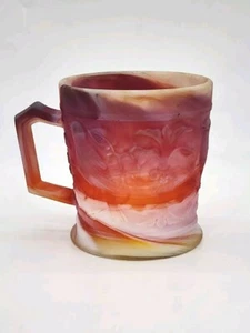 Vintage Imperial Glass Robin Red Slag Mug Flower Stamped On Bottom - Picture 1 of 12