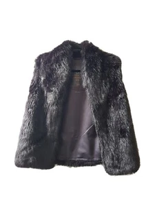 SUPERDRY WOMENS BLACK FAUX FUR GILLET SIZE SMALL - Picture 1 of 8