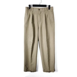 Caribbean Joe Pleated Cuffed Casual Chino Pants Mens 32x30 Beige Actual 30x29 - Picture 1 of 9