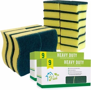 Heavy Duty Sponges for Dishes - Yellow Foam Sponges Kitchen - 18 Pack - Picture 1 of 5