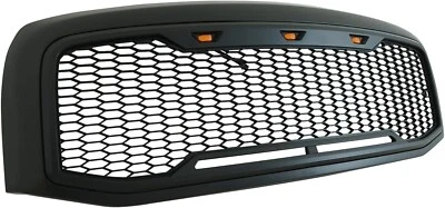 For 2006-2009 Dodge RAM BLACK Upper ABS Grille LED Grill With Amber LED Lights - Image 1 of 4