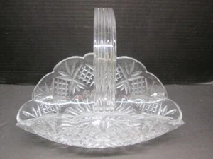 Clear Crystal Handle Basket By Shannon Crystal Glass Godinger Dublin 12.5x7.5x9" - Picture 1 of 4
