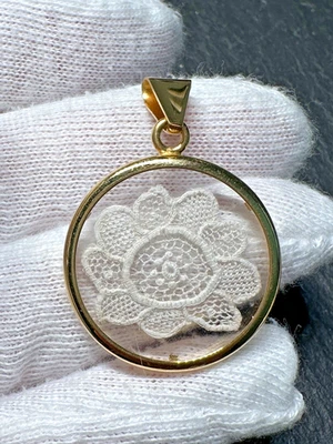 COLGANTE BOHO CROCHET ENCAJE FLOR EN TONO DORADO H759 Foto 1 de 4