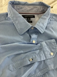 Tommy Hilfiger Men’s Button Down Dress Shirt XXL Custom Fit Classic Blue Career  - Picture 1 of 11