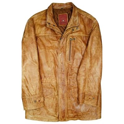 TRAPPER Herren Leder Jacke Mantel Lammnappa 60 4XL Übergröße Braun vintage weich - Bild 1 von 3