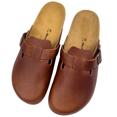 1Paar Herren Clogs aus Leder in braun | Hausschuhe Pantoletten Pantoffel Klogs - Bild 1 von 4