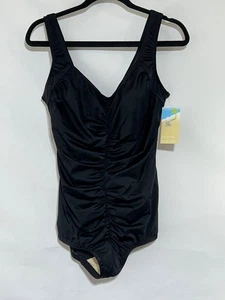 LE COVE women swimsuit 18W black one piece scrunched belly new - Picture 1 of 5