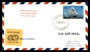 MayfairStamps Bermuda FDC 1976 Apple Express Local Post Tall Ships Race First Da - Picture 1 of 2