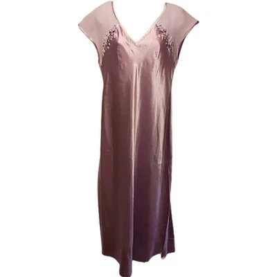 August Silk Intimates Size Medium Lingerie Chemise Slip Purple Floral Night Gown - Image 1 of 4