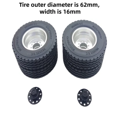 Rubber Tires with Wheel Hub for Tamiya 1/14 RC Truck Scania Actros Volvo MAN TGX - Image 1 of 4