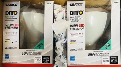 Satco S9640 LED Reflector 16.5W BR40, 4000K Dimmable Bulbs 2-Pack - Image 1 of 4