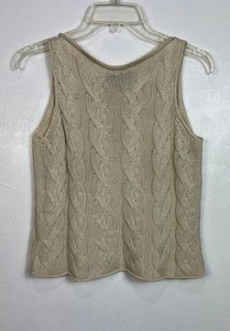 Weekend Max Mara Cream Tan Cable Knit Sleeveless Sweater Size S - Picture 1 of 8