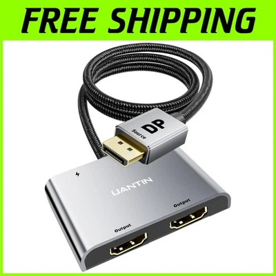Robuster 4K Dual HDMI DisplayPort Splitter mit Aluminium Design für Dual Displays - Bild 1 von 4
