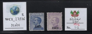 WC1_27536_R. AEGEAN COL.: GENERAL. Juego conmemorativo 1911. Sc. 1-2. MLH - Imagen 1 de 1