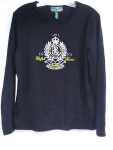 RALPH LAUREN ACTIVE Long Sleeves BEADED EMBROIDERED Crown Logo SHIRT Size XL - Picture 1 of 5