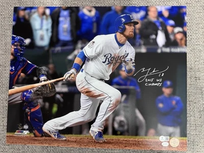 Foto autografiada firmada por Ben Zobrist de los Reales de Kansas City 16x20 - Certificado de autenticidad Beckett Foto 1 de 4